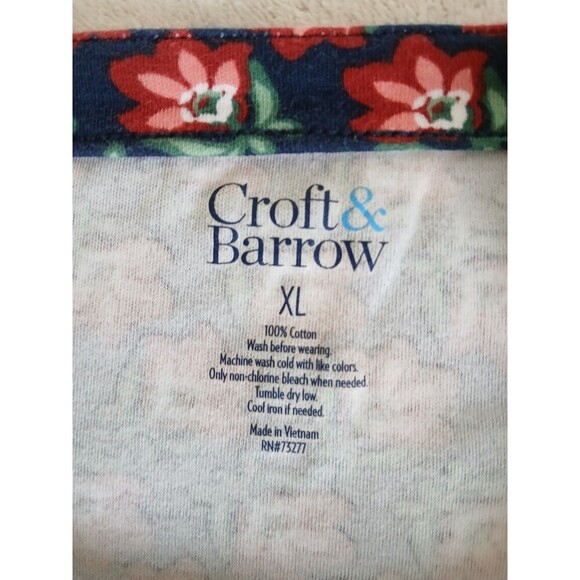 CROFT & BARROW Women Blouse Top Multicolor Floral XL 3/4 Sleeve 100% Cotton - Picture 13 of 13
